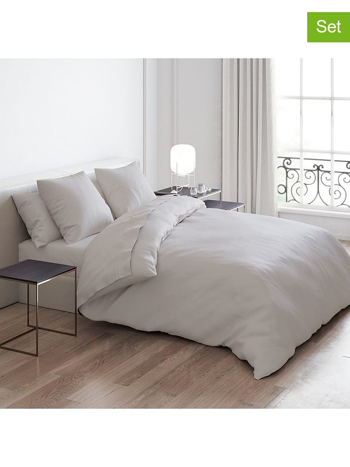 Komplet pościeli satynowej "Uni" w kolorze szarobrązowym