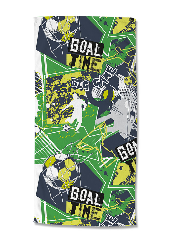Good Morning Ręcznik plażowy "Goaltime" w kolorze zielonym rozmiar: 75x150 cm
