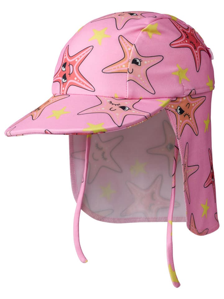 Småfolk Czapka w kolorze jasnoróżowym z osłoną karku rozmiar: 54-56 cm