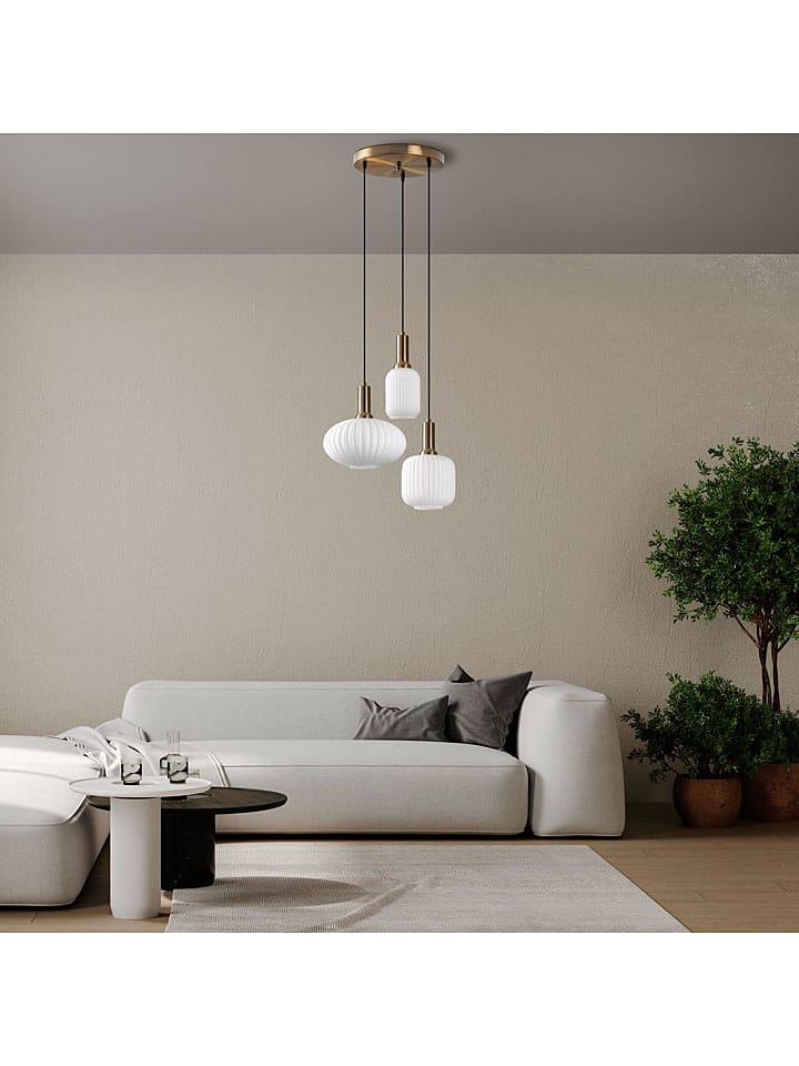 ABERTO DESIGN Lampa wisząca w kolorze złoto-białym - 55 x 130 cm rozmiar: onesize