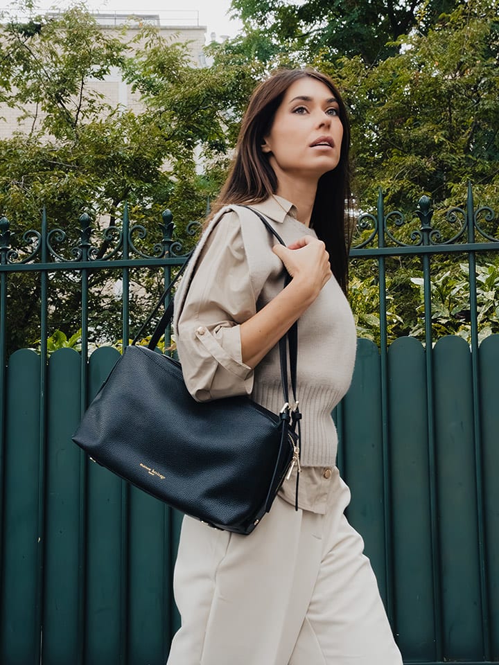 maison héritage PARIS Skórzana torebka "Toki" w kolorze czarnym - 34 x 18 x 12 cm rozmiar: onesize