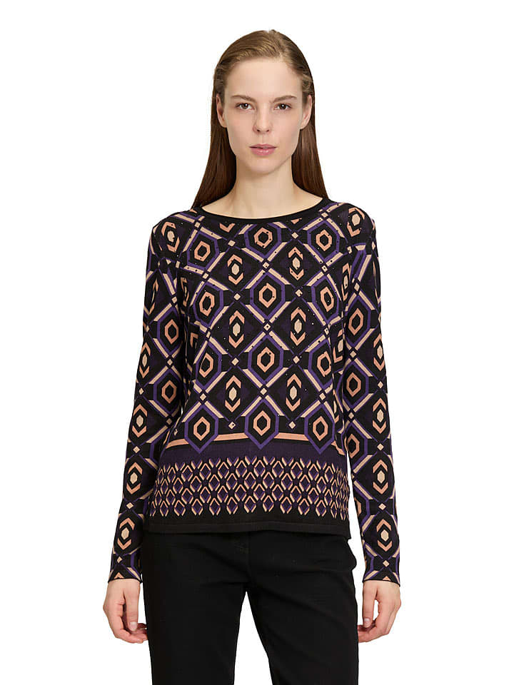 Betty Barclay Sweter w kolorze czarno-beżowo-fioletowym rozmiar: 36