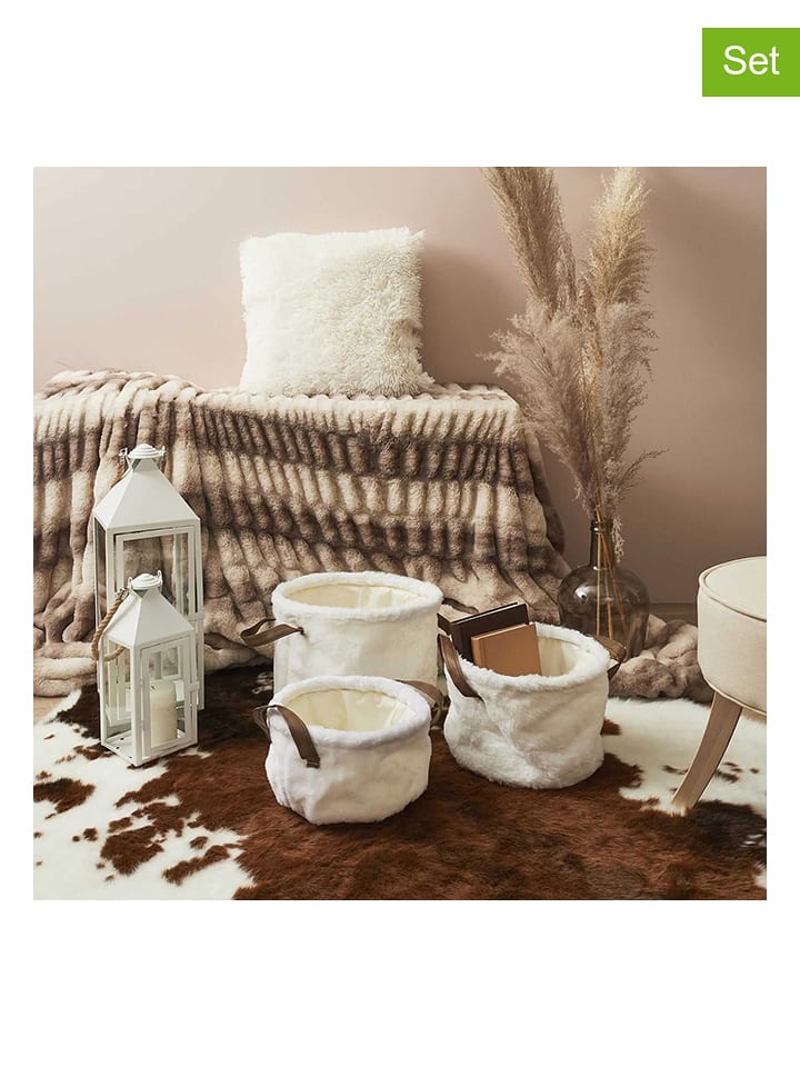 THE HOME DECO FACTORY Kosze (3 szt.) w kolorze białym rozmiar: onesize