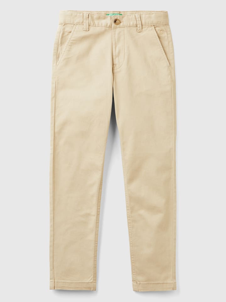 Benetton Spodnie chino w kolorze beżowym rozmiar: 140