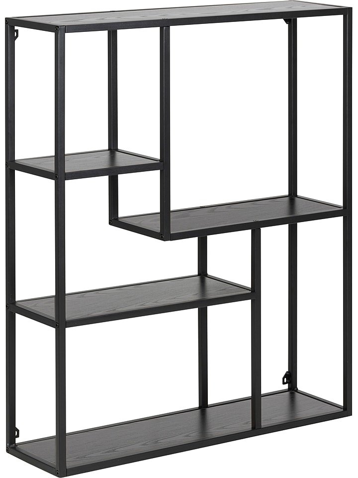 Actona Regał ścienny "Seaford" w kolorze czarnym - 75 x 91 x 20 cm rozmiar: onesize