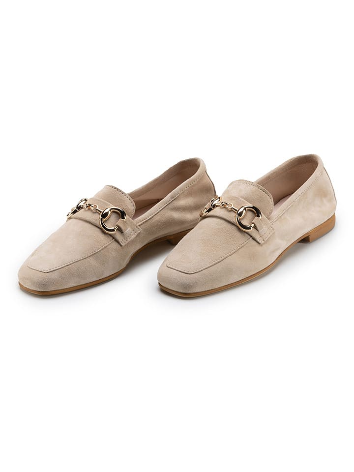 Anna Morellini Skórzane mokasyny "Gelisa" w kolorze beżowym rozmiar: 38