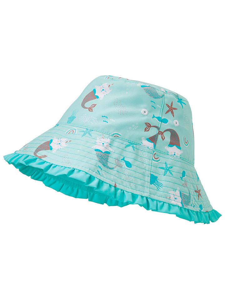 Playshoes Dwustronny kapelusz przeciwsłoneczny w kolorze turkusowym rozmiar: 51 cm