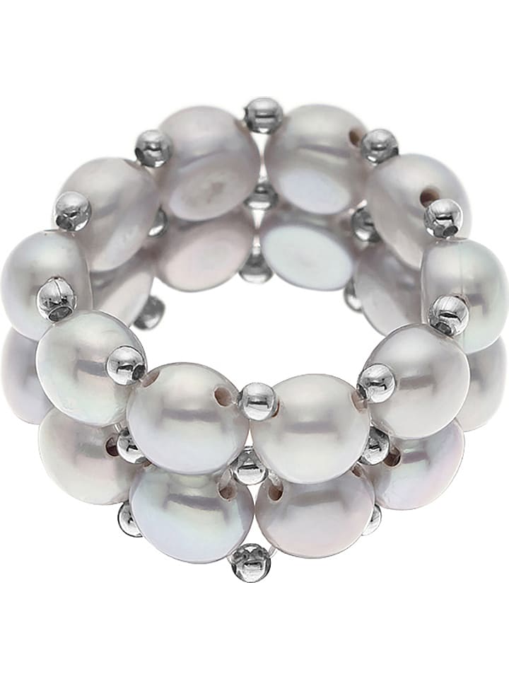 Mitzuko Pierścionek z pereł w kolorze srebrnym rozmiar: onesize