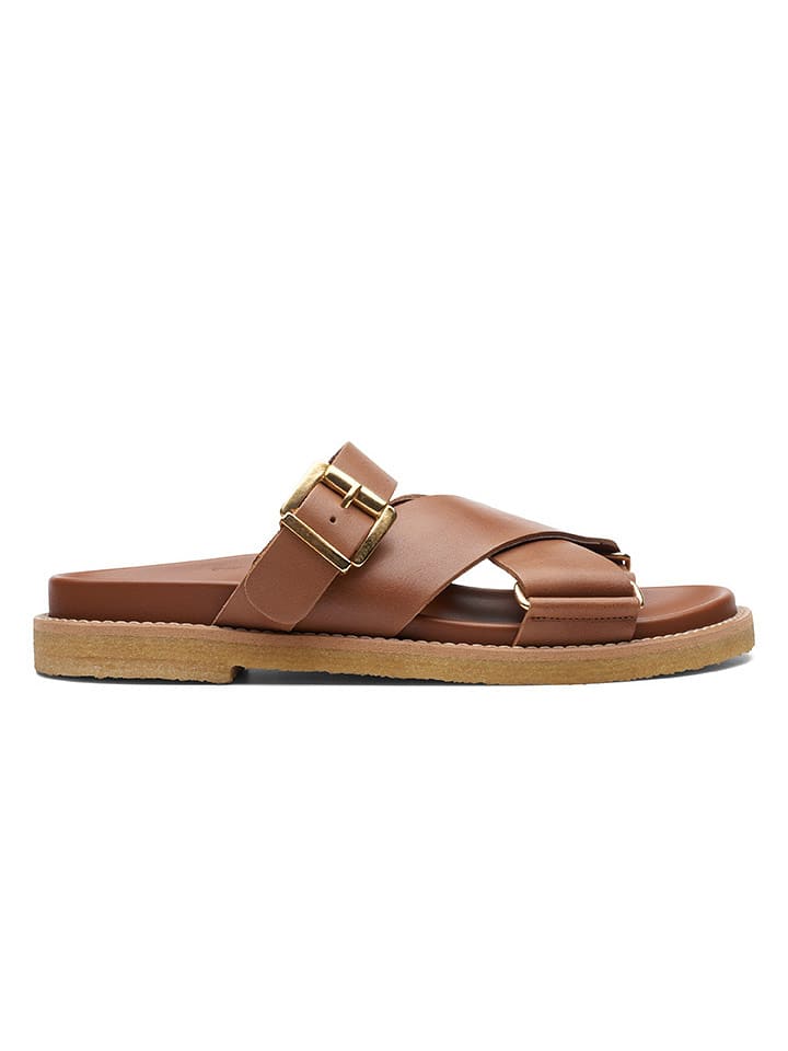 Skórzane klapki w kolorze brązowym