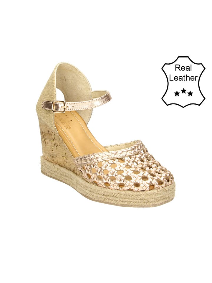 Bullboxer Skórzane czółenka w kolorze beżowym na koturnie rozmiar: 38