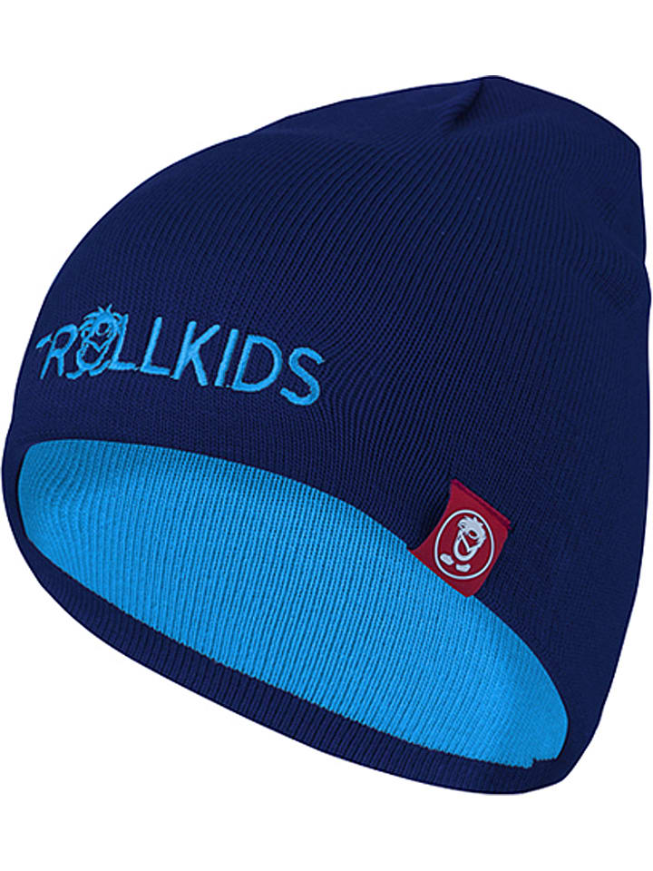 Trollkids Dwustronna czapka beanie "Troll" w kolorze błękitno-granatowym rozmiar: 48-52 cm