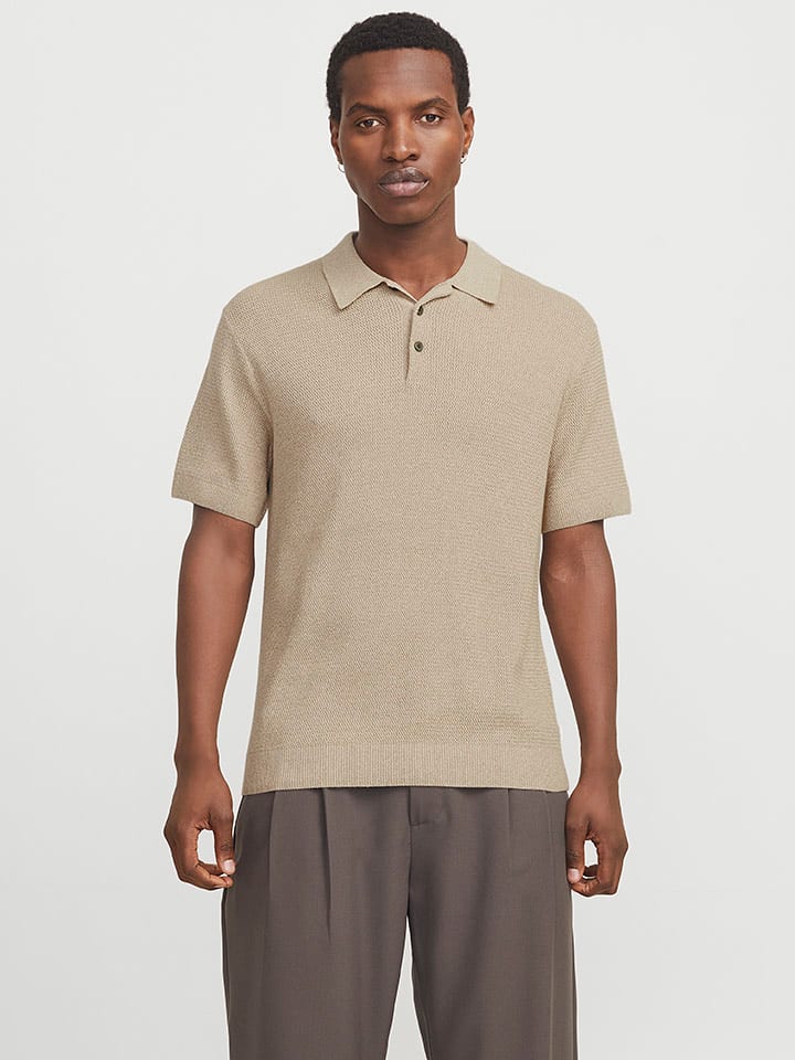 Jack & Jones Koszulka polo "Jprcccooper" w kolorze beżowym rozmiar: L