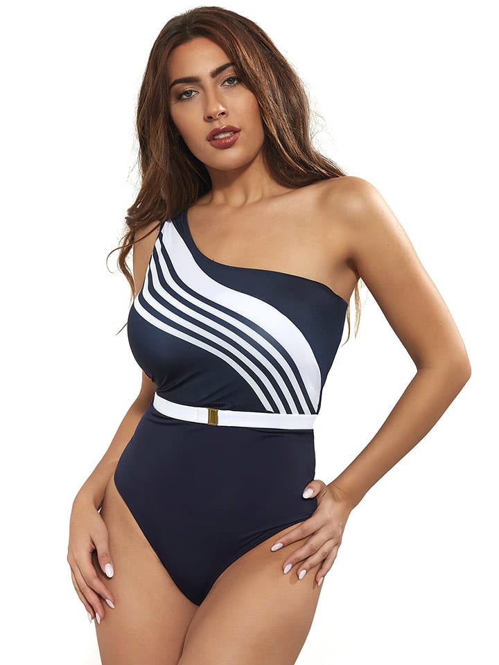 Strój kąpielowy w kolorze granatowo-białym