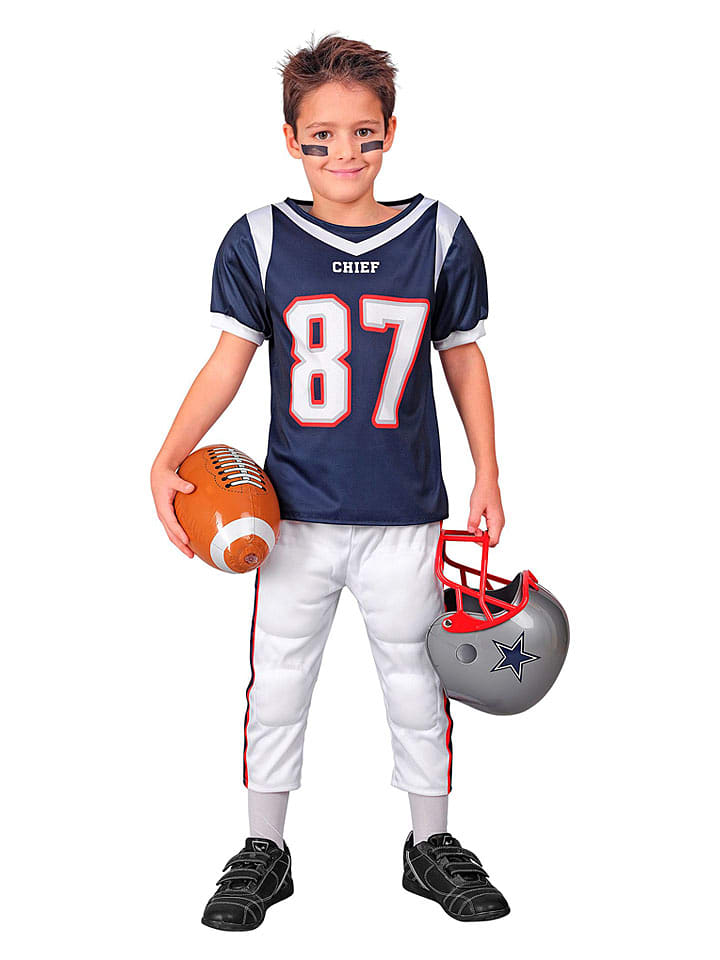 Carnival Party 2-częściowy kostium "Americam Football Player" w kolorze granatowo-białym rozmiar: 140