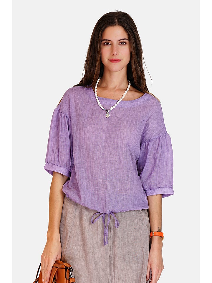 Le Jardin du Lin Lniana bluzka w kolorze fioletowym rozmiar: 36