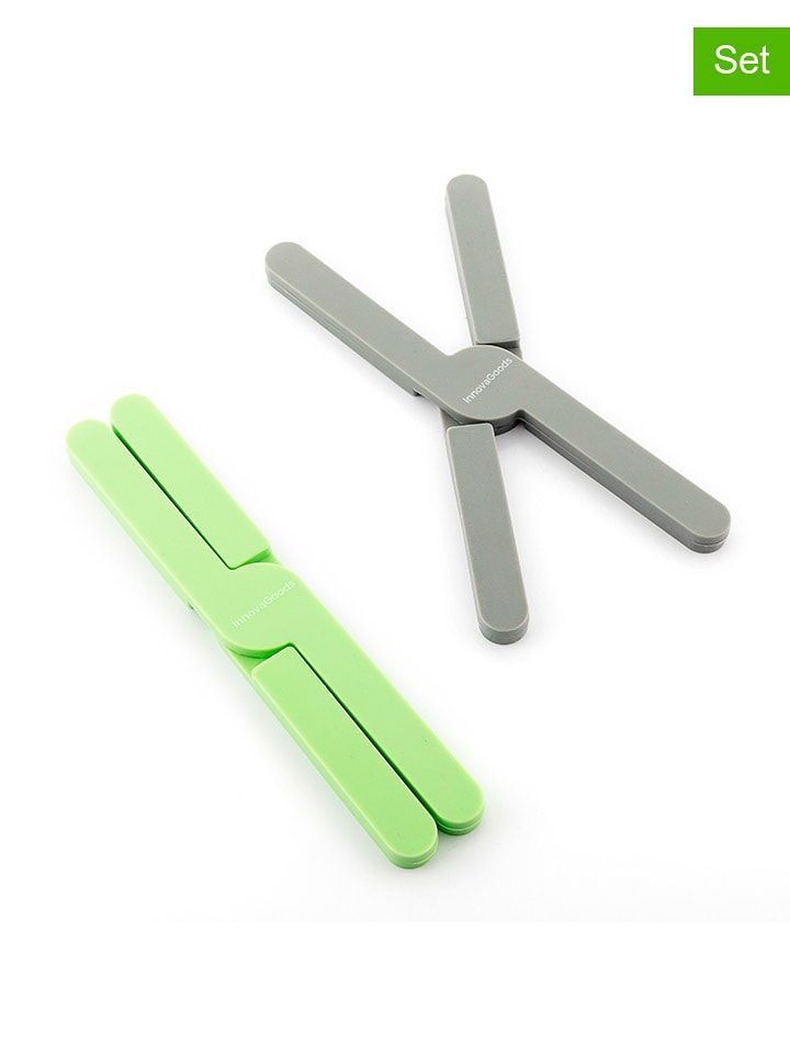 InnovaGoods Podkładki (2 szt.) w kolorze zielonym i szarym pod garnek - Ø 20 cm rozmiar: onesize