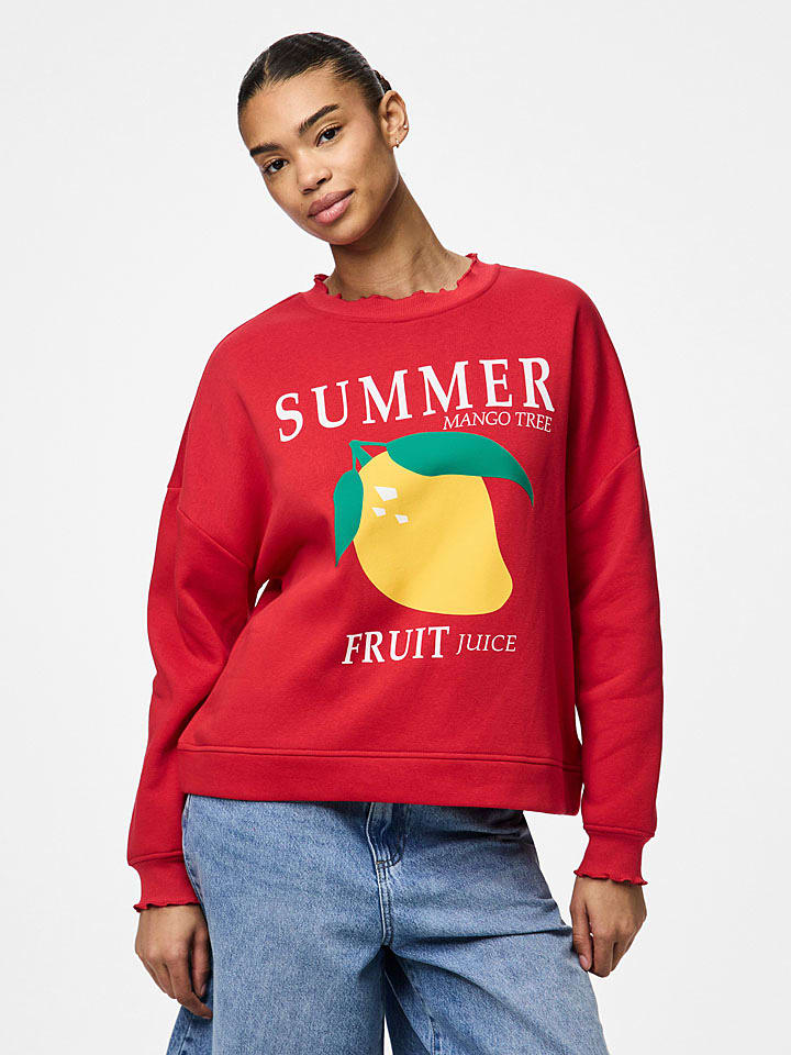 Pieces Bluza "Maliah" w kolorze czerwonym rozmiar: M