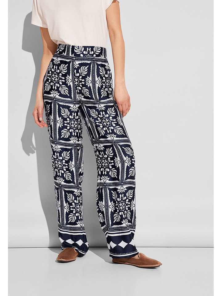 Street One Spodnie w kolorze granatowo-białym rozmiar: 38/L30