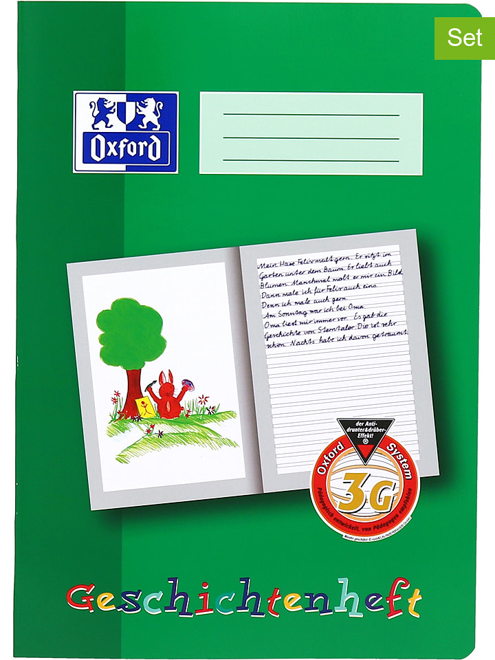 Oxford Zeszyty (5 szt.) w kolorze zielonym - A4 rozmiar: onesize