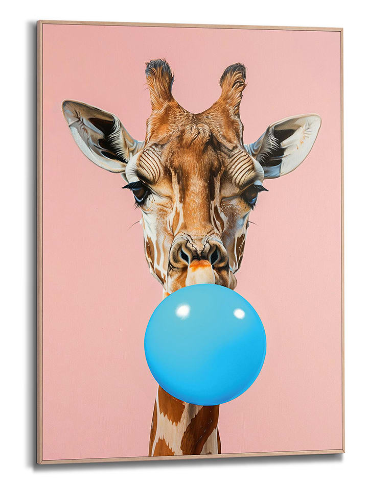 Orangewallz Druk artystyczny "Giraffe Gum" w ramce rozmiar: 50x70 cm
