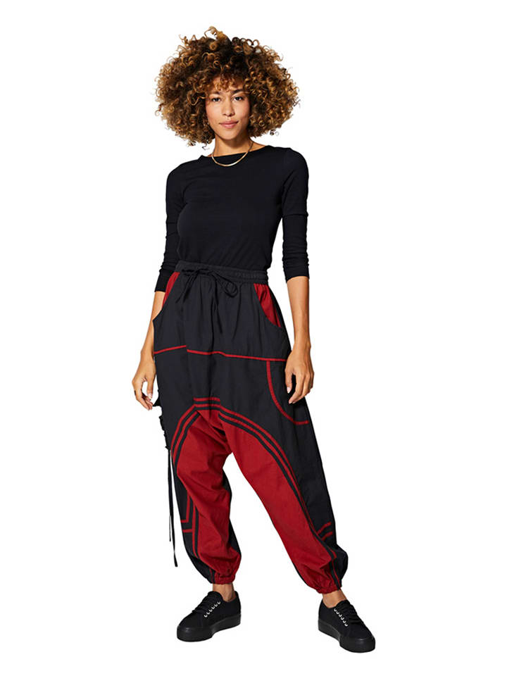 Aller Simplement Spodnie w kolorze czarno-czerwonym rozmiar: 34/36