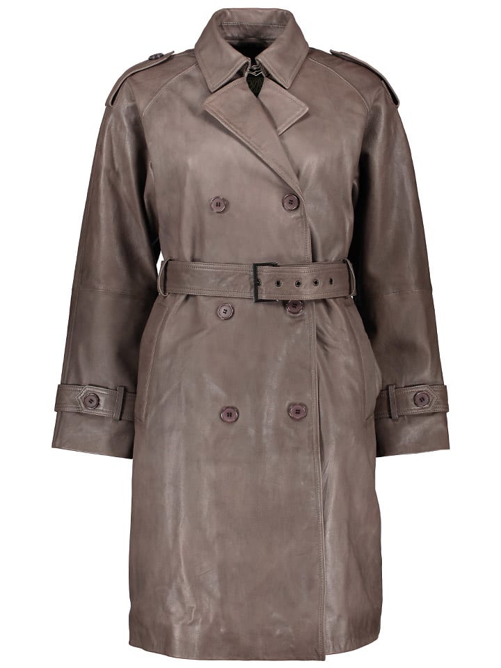 Apple of Eden Skórzany płaszcz w kolorze szarym rozmiar: 46