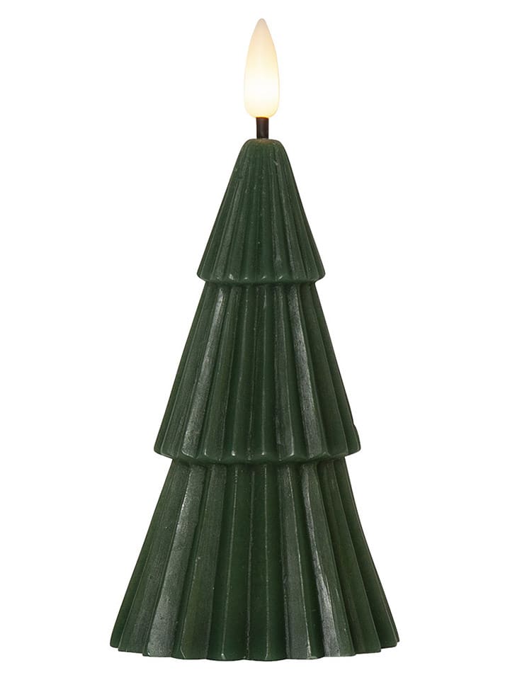 STAR Trading Świeca LED "Flamme Grany" w kolorze zielonym - wys. 15 cm rozmiar: onesize