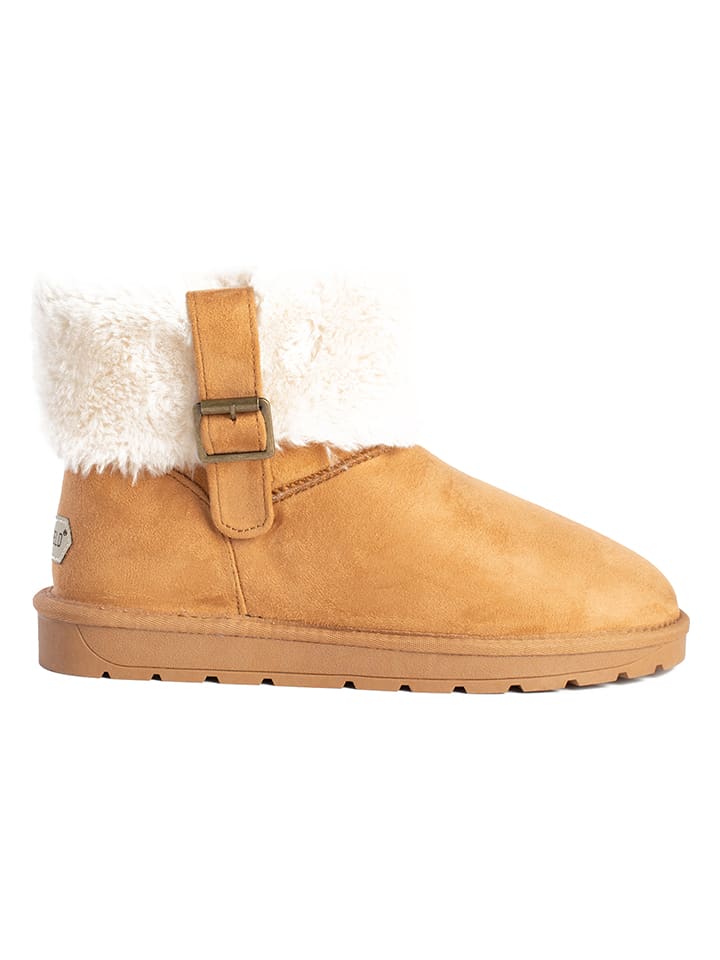 Botki zimowe "Bafina" w kolorze jasnobrązowym