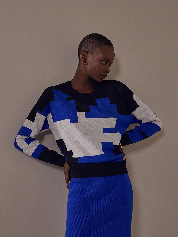 Rodier Sweter w kolorze czarno-biało-niebieskim rozmiar: M