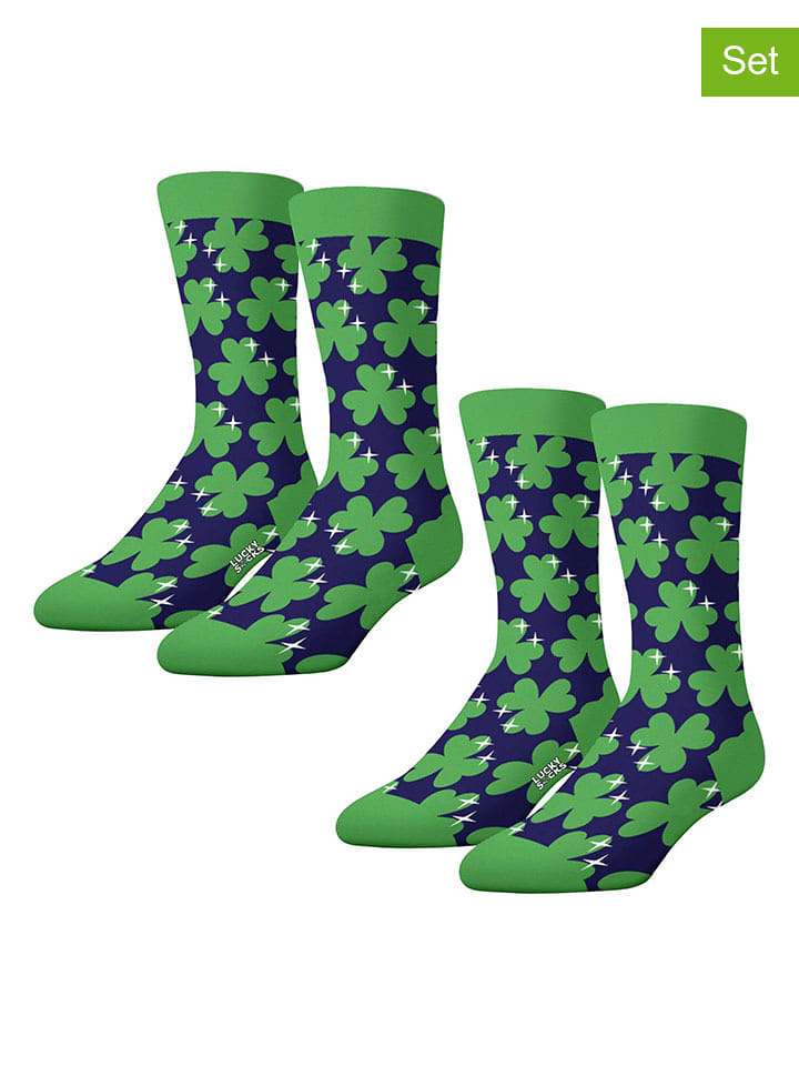 Lucky Socks Skarpety (2 pary) w kolorze zielono-granatowym rozmiar: 41-46