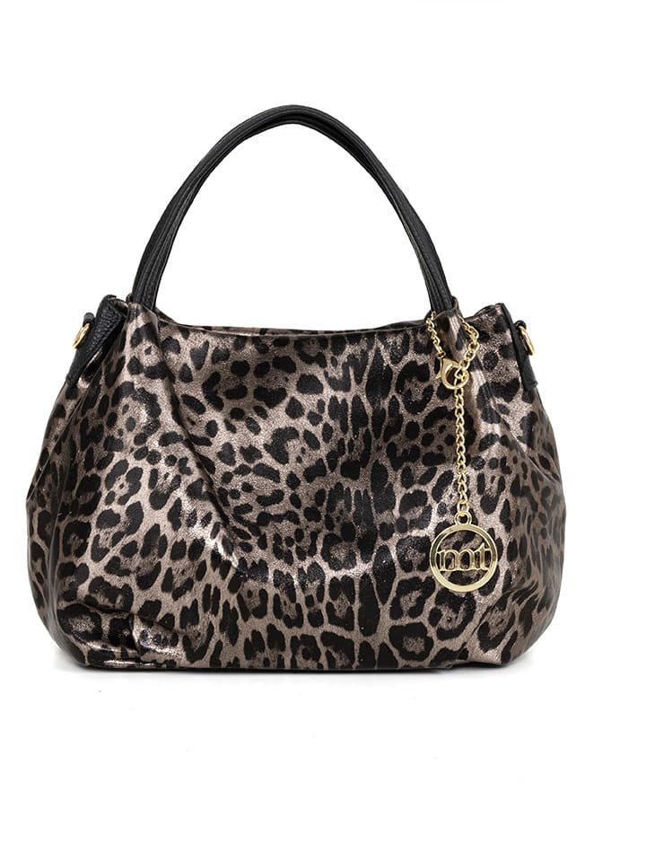 Mia Tomazzi Skórzana torebka "Gioberti" w kolorze szarobrązowym - 27 x 21 x 14 cm rozmiar: onesize