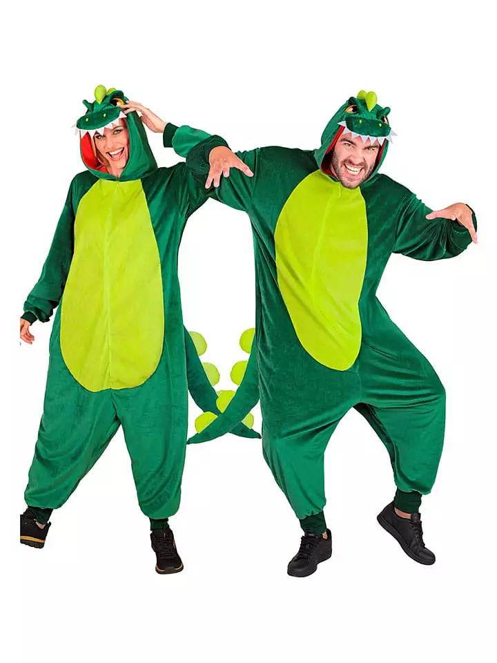 Carnival Party Kombinezon kostiumowy "Dinosaur" w kolorze zielonym rozmiar: XXL