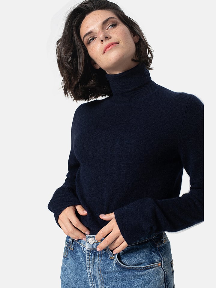 AUTHENTIC CASHMERE Kaszmirowy golf "Bise" w kolorze granatowym rozmiar: S