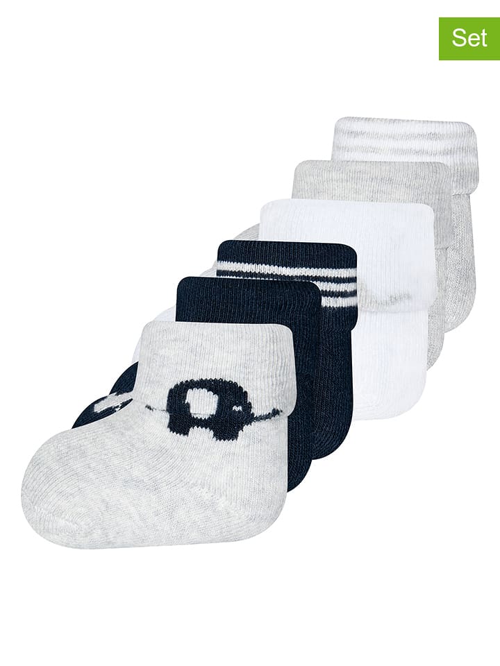 ewers Skarpety niemowlęce (6 par) w kolorze czarnym, szarym i białym rozmiar: onesize