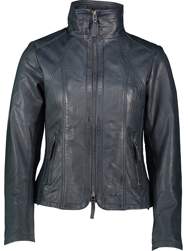 7eleven Skórzana kurtka "Serace" w kolorze granatowym rozmiar: 44