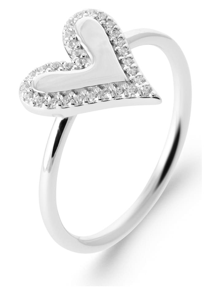 L'Atélier Précieux Srebrny pierścionek z cyrkoniami rozmiar: 50