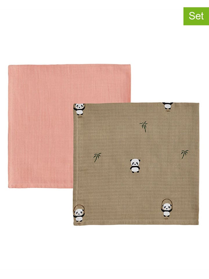OYOY mini Chusty (2 szt.) w kolorze jasnobrązowo-jasnoróżowym do odbijania - 70 x 70 cm rozmiar: onesize
