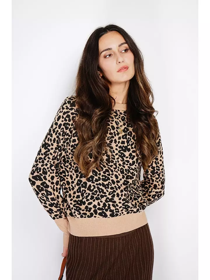 ASSUILI Sweter w kolorze czarno-beżowym rozmiar: 42