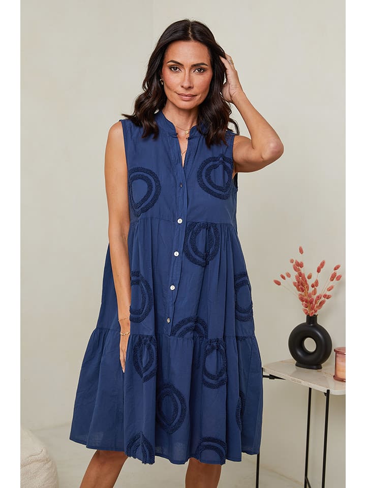 Le Monde du Lin Lniana sukienka w kolorze granatowym rozmiar: 34/36