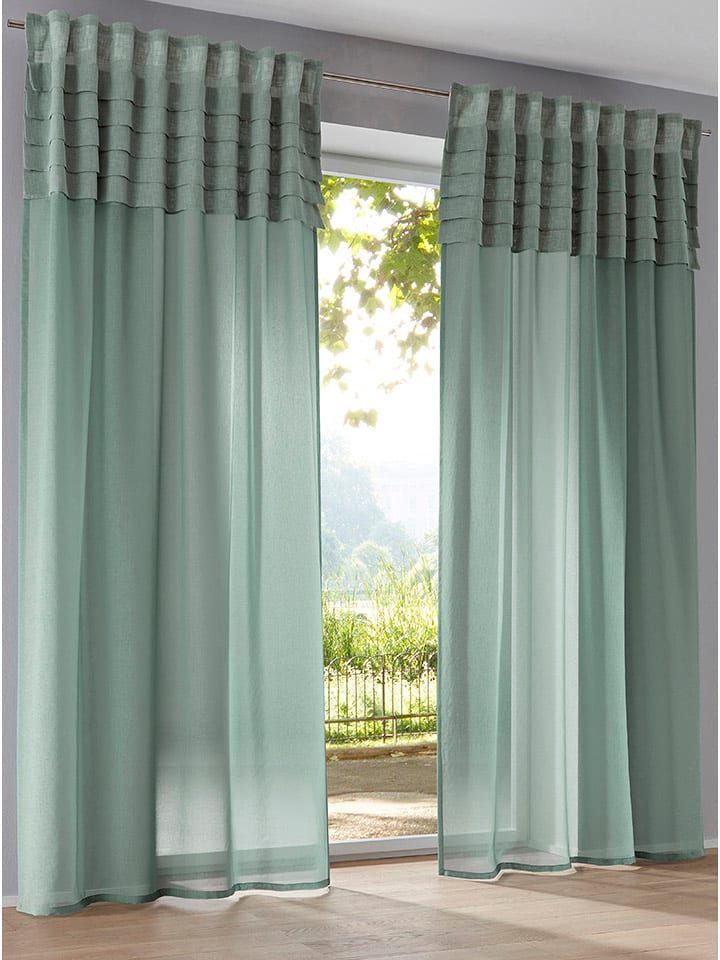 heine home Firanka dekoracyjna w kolorze zielonym rozmiar: 245x135 cm