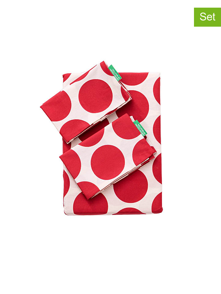 Benetton 4-częściowy komplet pościeli w kolorze czerwono-białym rozmiar: 155x200 cm