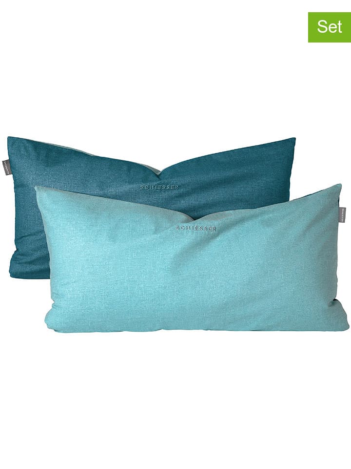 Schiesser Poszewki renforcé (2 szt.) w kolorze turkusowym na poduszkę rozmiar: 40x80 cm