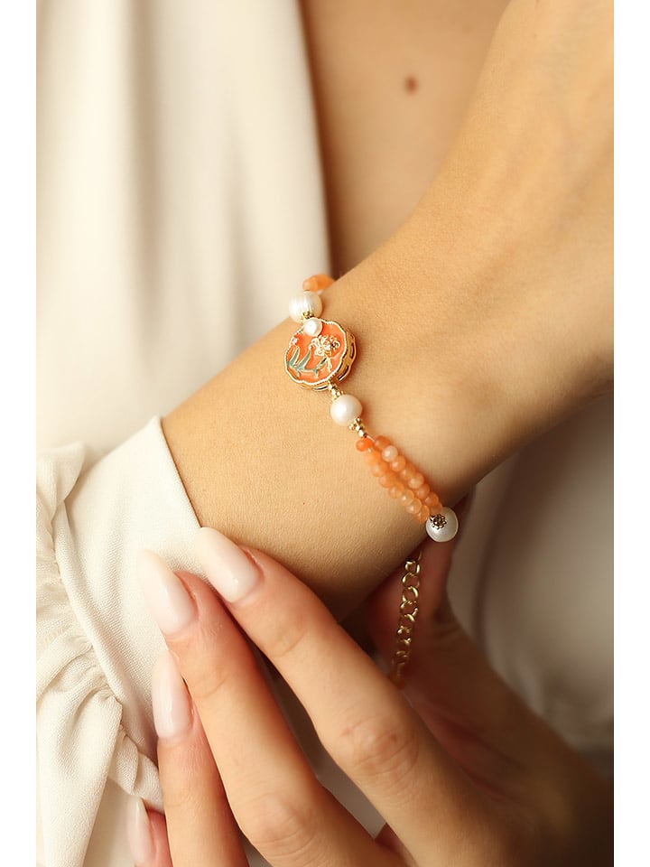 L'Atelier de Gaia Pozłacana bransoletka z perłami i cytrynami rozmiar: onesize