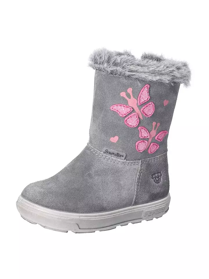 PEPINO Skórzane kozaki zimowe "Umi" w kolorze szarym rozmiar: 24