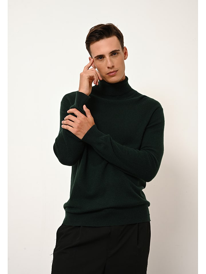 Just Cashmere Kaszmirowy golf "Connor" w kolorze ciemnozielonym rozmiar: XL