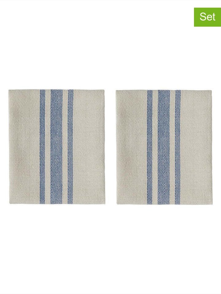 OYOY living design Ściereczki (2 szt.) "Linu" w kolorze beżowo-niebieskim do naczyń - 45 x 45 cm rozmiar: onesize