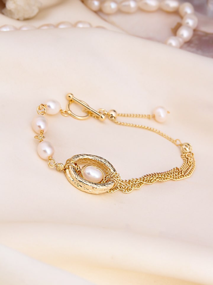 L'Atelier de Gaia Pozłacana bransoletka z perłami rozmiar: onesize