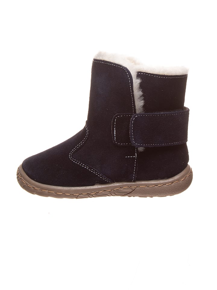 Skórzane botki w kolorze granatowym