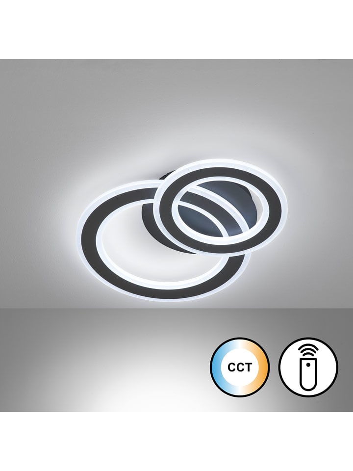 FISCHER & HONSEL Lampa sufitowa LED "Elvas" w kolorze czarnym - 48 x 36 x 6 cm rozmiar: onesize