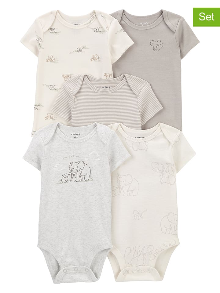 carter's Body (5 szt.) w kolorze kremowo-beżowym rozmiar: 68